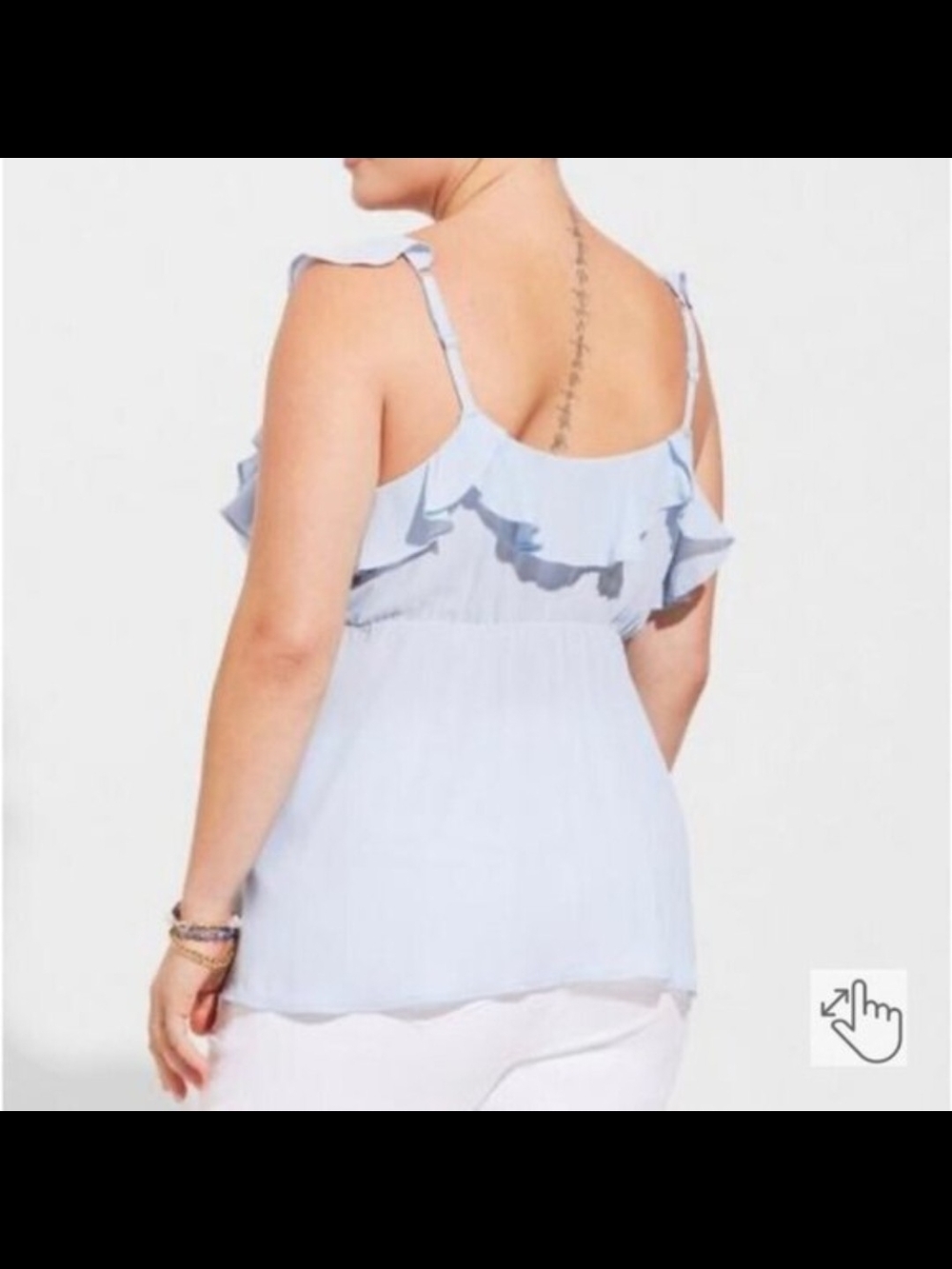 torrid Light Blue Ruffle V-Neck Tank - Picture 3 of 5